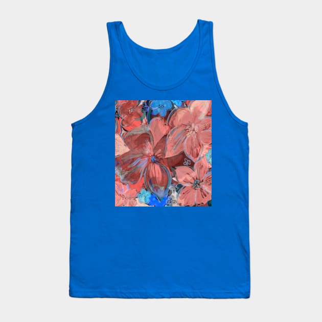Floral in Blue and Pink. Tank Top by FanitsaArt